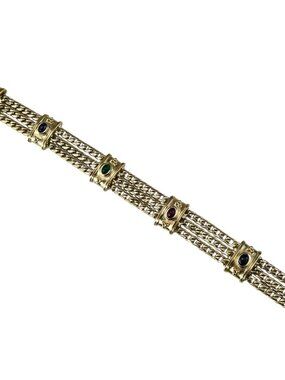 14K Yellow Gold Multi-Strand Gemstone Bracelet #25493